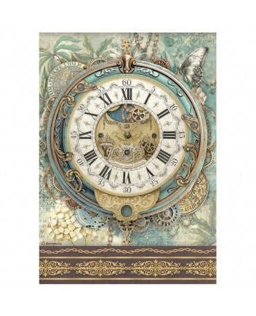 Papel arroz Stamperia A4 Gardens of Time Big Clock 1
