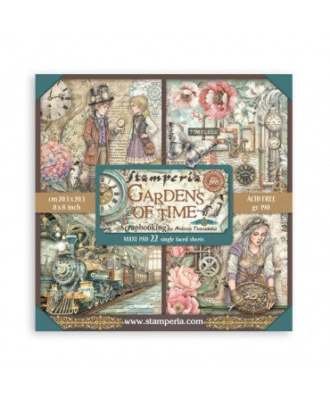 COLECCIÓN 20X20 STAMPERIA MAXI PAD 22 hojas Gardens of Time 1