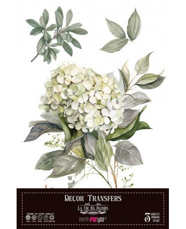 Transfer Rub On PFY 20x30 - 3 hojas Hortensias 1