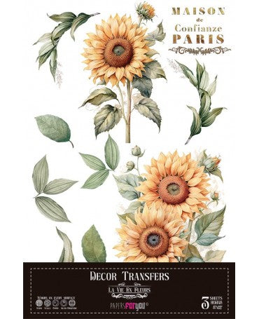 Transfer Rub On PFY 20x30 - 3 hojas Girasoles 1