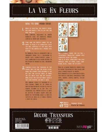 Transfer Rub On PFY 20x30 - 3 hojas Girasoles 2