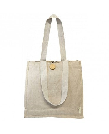 Bolsa algodón reciclado asas-botón 38x39cm 1