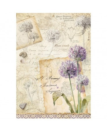 Papel arroz Stamperia A4 All Around Allium 1