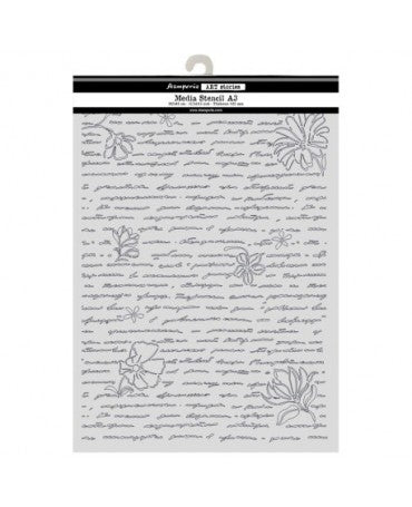STENCIL Stamperia A3 Art Stories All Around cartas y flores 1