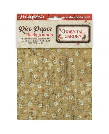 Papel arroz Stamperia A6 (8UD) Backgrounds Oriental Garden 1
