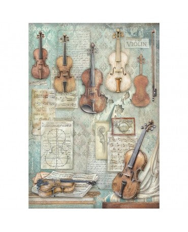 Papel arroz Stamperia A4 Symphony Violins 1