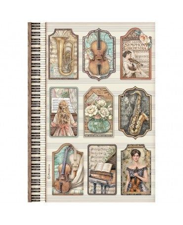 Papel arroz Stamperia A4 Symphony Tags 1