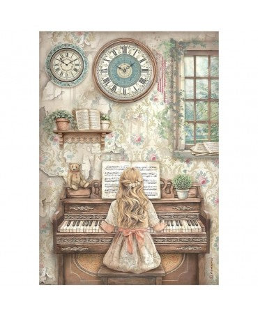 Papel arroz Stamperia A4 Symphony Piano 1