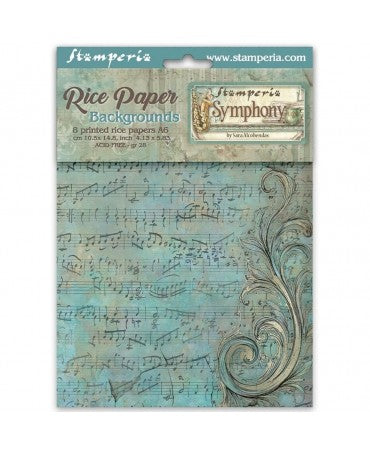 Papel arroz Stamperia A6 (8UD) Backgrounds Symphony 1