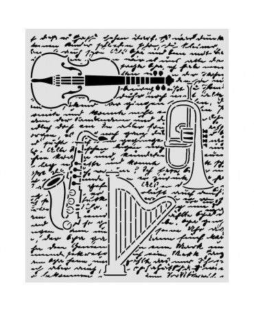STENCIL Stamperia 20x25cm Symphony Violin, Trumpet, Harp 1