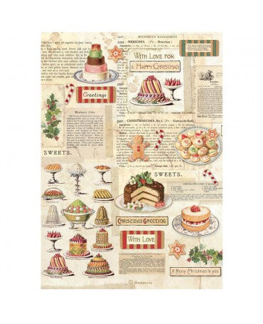 Papel arroz Stamperia A4 Classic Christmas Sweets 1