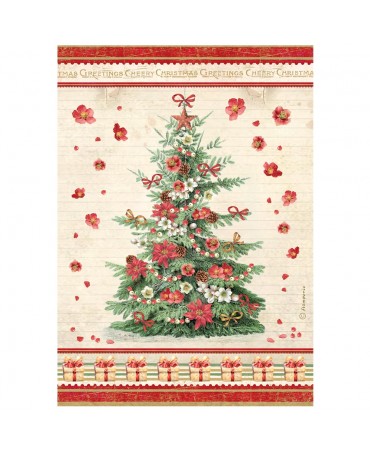 Papel arroz Stamperia A4 Classic Christmas Tree 1