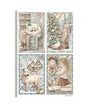 Papel arroz Stamperia A4 White Christmas 4 cards 1