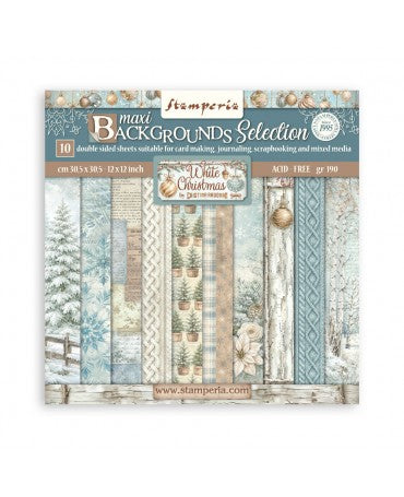 COLECCIÓN 30x30 STAMPERIA Background White Christmas 1
