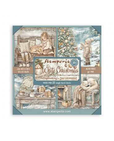 COLECCIÓN 30X30 STAMPERIA MAXI PAD 22 hojas White Christmas 1