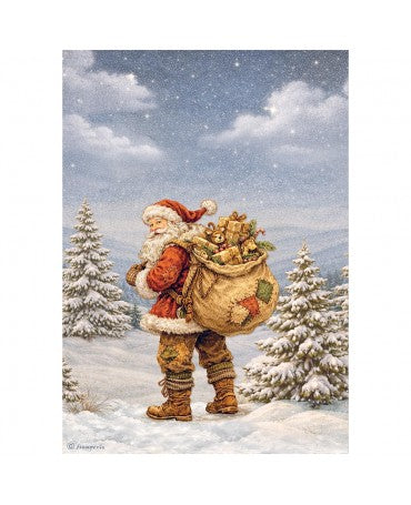 Papel arroz Stamperia A4 Silent Night Santa Claus 1