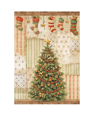 Papel arroz Stamperia A4 Silent Night Christmas Tree 1