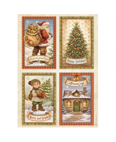 Papel arroz Stamperia A4 Silent Night 4 cards 1