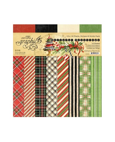 Colección 30x30 GRAPHIC 45 Merry-ful Greetings Plaids & Stripes 1
