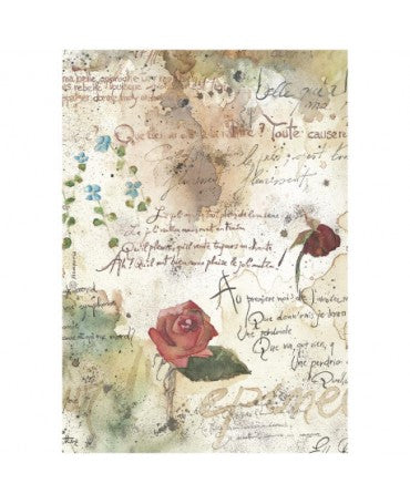 Papel arroz Stamperia A4 Flowers and Poems pattern 1