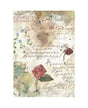 Papel arroz Stamperia A4 Flowers and Poems pattern 1
