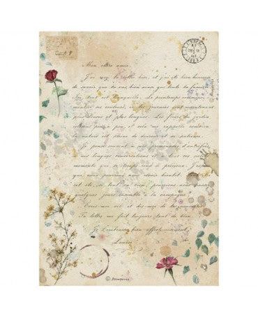 Papel arroz Stamperia A4 Flowers and Poems handmade letter 1