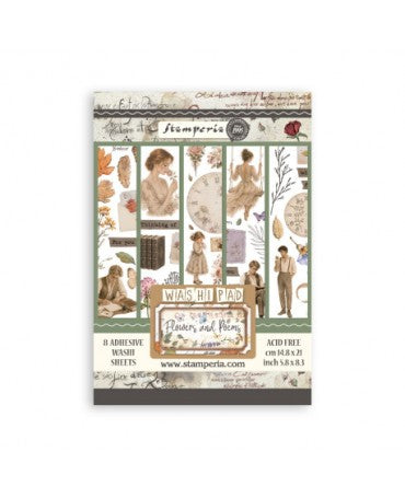 Washi Tape STAMPERIA 8 HOJAS A5 Flowers and Poems 1