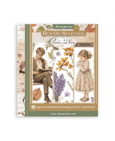 Transfer Rub On STAMPERIA 20x23 Flowers and Poems 1
