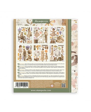 Transfer Rub On STAMPERIA 20x23 Flowers and Poems 2