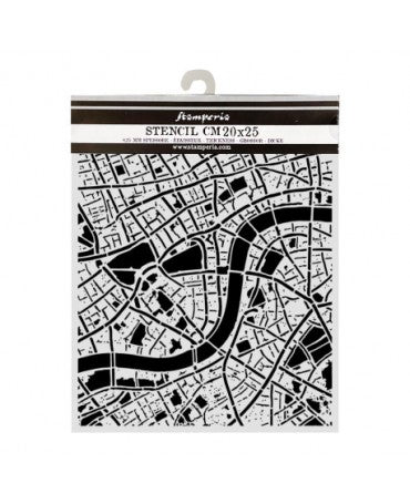 STENCIL Stamperia 20x25cm Our Way Street Map 1