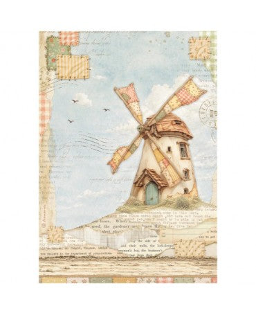 Papel arroz Stamperia A4 Cozy Family Windmill 1