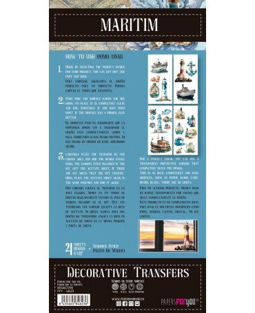 Transfer Rub On PFY 15x30cm - 4 hojas Maritim 2