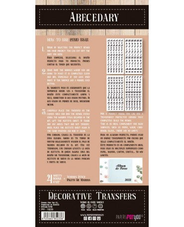 Transfer Rub On PFY 15x30cm - 4 hojas Abecedary 2