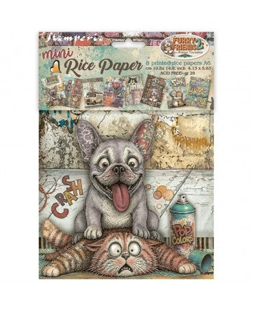 Papel arroz Stamperia A6 (8UD) Furry Friends 2 1