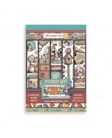 Washi Tape STAMPERIA 8 HOJAS A5 Furry Friends 2 1