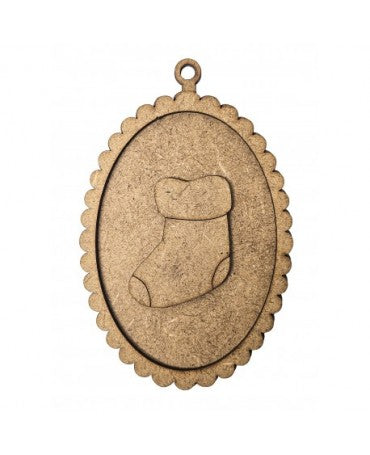 Madera Medallón DM Bota navidad 13x9cm 1
