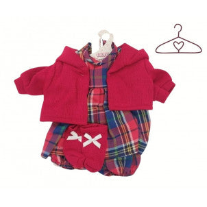 Ropita para muñecas cuadros abrigo rojo llorens v-38 1