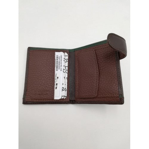 Cartera de piel con clip y monedero vertical marron huesca 2