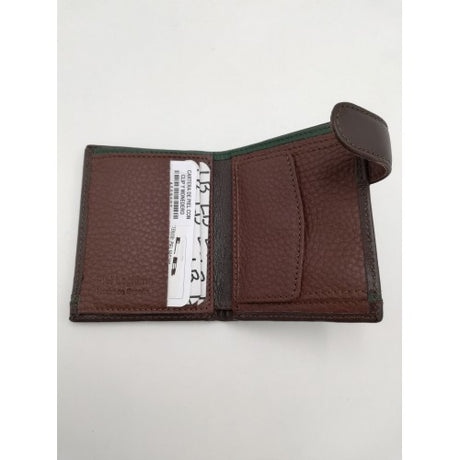 Cartera de piel con clip y monedero vertical marron huesca 2