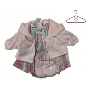 Ropita para muñecas rayas rosa/turquesa v-42 llorens 1