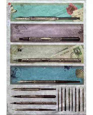 PAPEL ARROZ paperdesign OLD OBJECTS 001 PLUMAS ESTILOGRÁFICAS 1