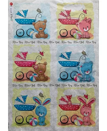 PAPEL ARROZ COCHECITOS ANIMALS 1