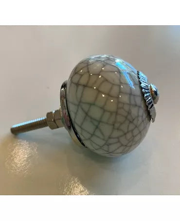 Pomo cerámico Esférico Craquelado blanco 2