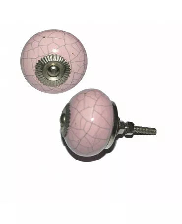 Pomo cerámico Rosa Claro Craquelado 1