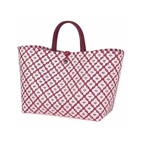 Bolso shopper motif large marsala red & white handed by 1