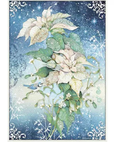 Papel arroz A3 Winter Tales Poinsettia blanco 1