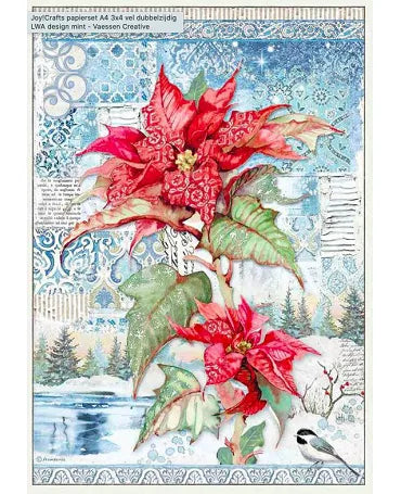 Papel arroz A3 Winter Tales Poinsettia Roja 1