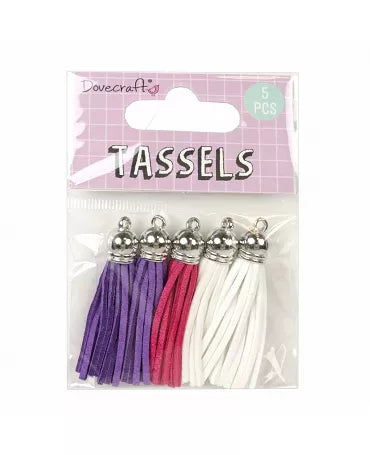 Borlas 5 ud morado, fucsia y blanco 1