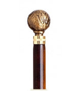 Bastón de Haya con puño bola de Bronce lacado 1