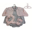 Ropita para muñecas cuadros gris rosa rn-43 llorens 1